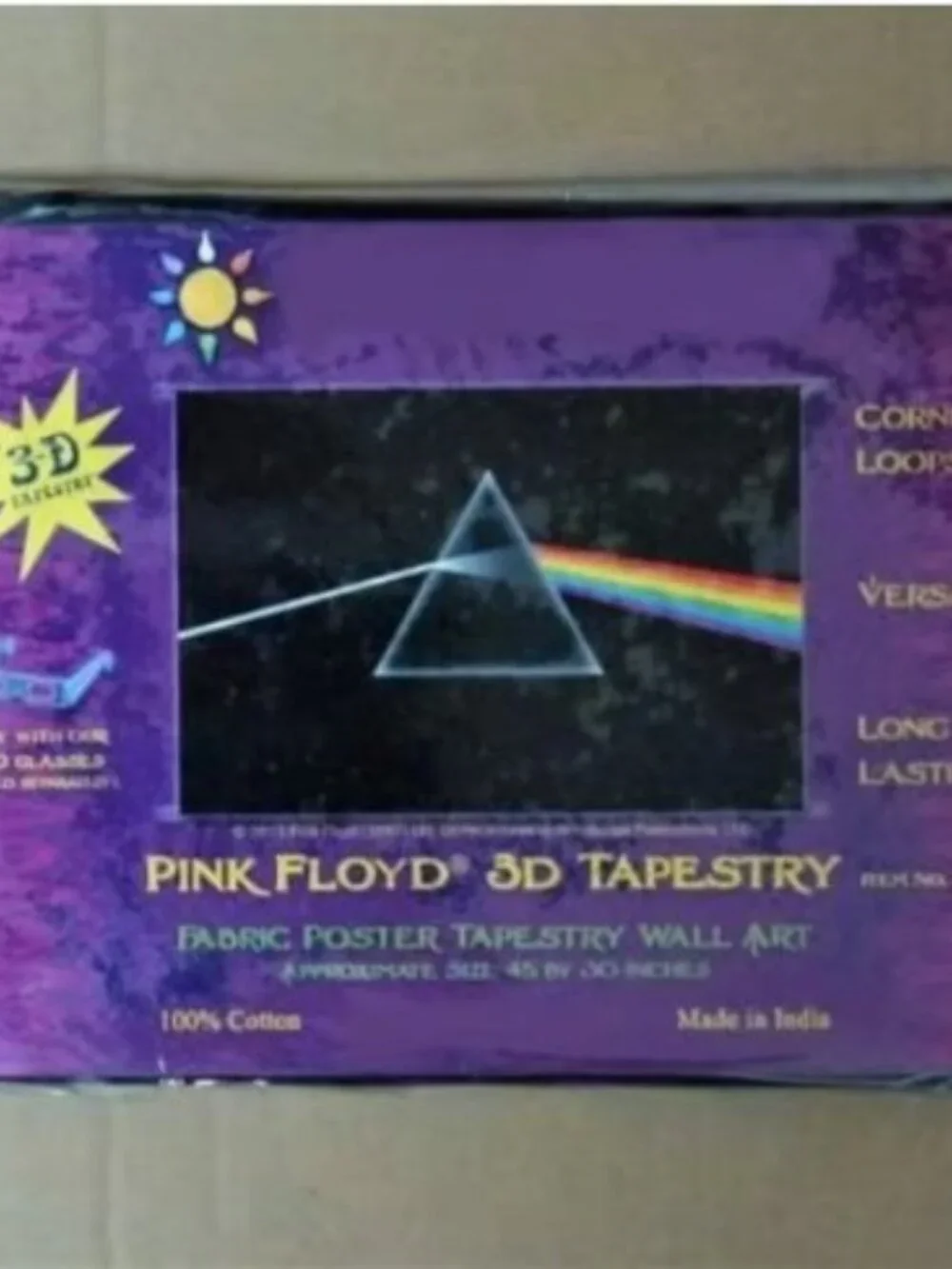 Pink Floyd 3D Dark Side Of The Moon Tapestry ~100% Cotton ~30” x 45” ~Brand New!